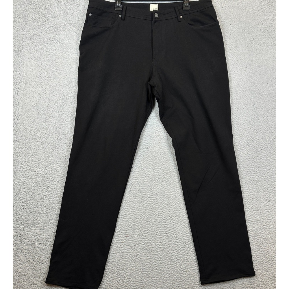 Swet Tailor Pants Mens 38X32 Chino Black Stretch Five-Pocket Flat Front Casual